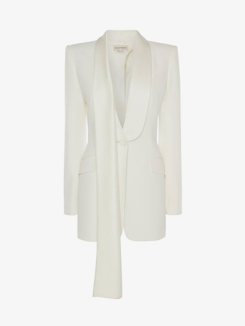 Chaquetas Alexander McQueen Scarf Lapel Tuxedo Mujer - Blancos - Mexico 391-JKRVYU